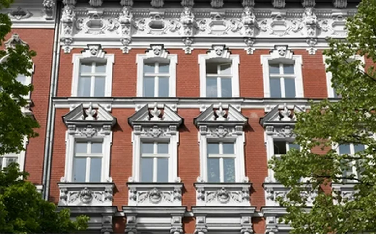 Restored brick facade of a period building